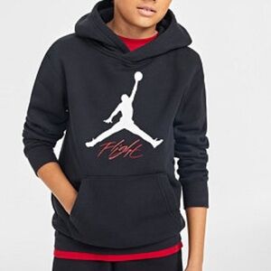 Jordan Big Boys MJ Baseline Black Hoodie with Logo